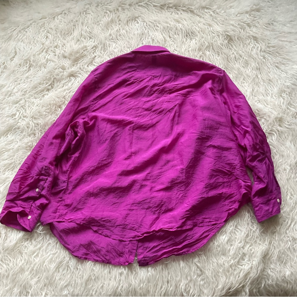 Lauren Ralph Lauren Purple Button-Up Long Sleeve Blouse - Picture 3 of 3